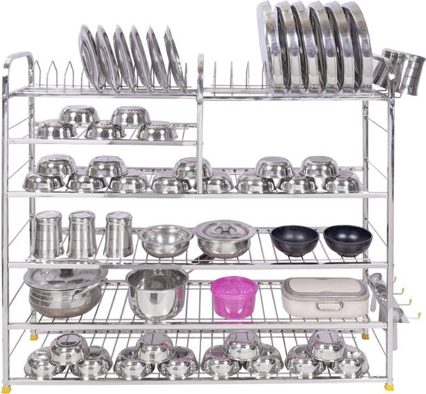NAVUM ROSHANI Utensil Kitchen Rack Steel Stainless Steel Kitchen Rack | Dish Rack | Plate Cutlery Stand | (36 x 36) INCH