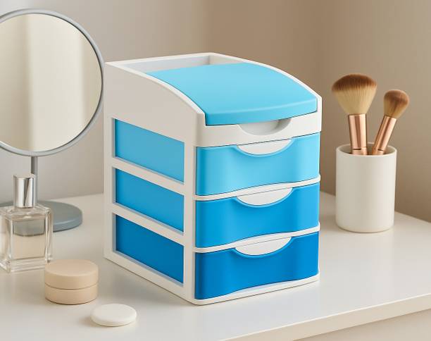 Nabhya Small Size Cosmetic & Make-up Organizers Drawer (24 cm,22 cm,15 cm) Plastic Free Standing Chest of Drawers