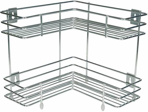 NAKUA Containers Kitchen Rack Steel 2 Tier Corner L Shape Stainless Steel Stand for Storage Rack Shelf
