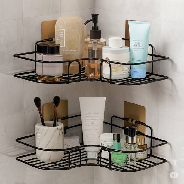 Zenzone Cutlery Kitchen Rack Iron Drill Free Corner Shelf for Bathroom/Kitchen - No Drilling Required