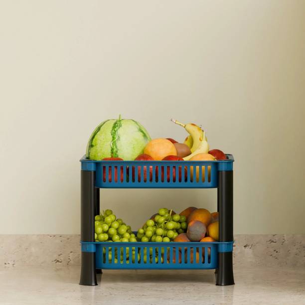FOROLY Fruits/Vegetables Kitchen Rack Plastic 2-Tier Storage Basket, Stand, Rack, Storage Solution for Office and Kitchen