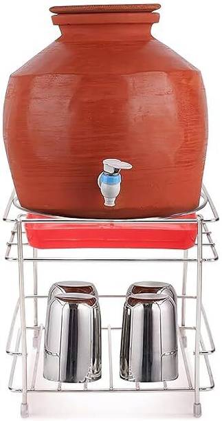CR18 COLLECTION Containers Kitchen Rack Steel Stainless Steel Heavy Matka Stand with Tray Holder