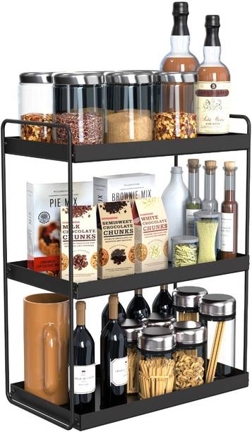 ELV Utensil Kitchen Rack Iron Kitchen Rack 3 Shelves Organizer Rack Multipurpose Holder Stand