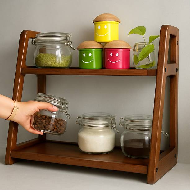 TRACKORZO Containers Kitchen Rack Wood Premium Wooden K...