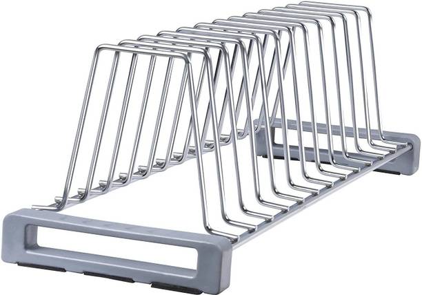 Plantex Plate Kitchen Rack Steel Stainless Steel Dish Rack/Plate Stand/Thali Stand for Modular Kitchen (Chrome)