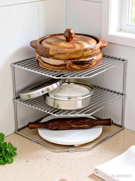 Mega Choice Containers Kitchen Rack Steel Dish Rack Corner 3 Tier for Kitchen