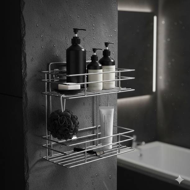 Daaduji Containers Kitchen Rack Steel Multipurpose Steel 2-Tier Corner Storage Rack/Shelf - Kitchen and Bathroom