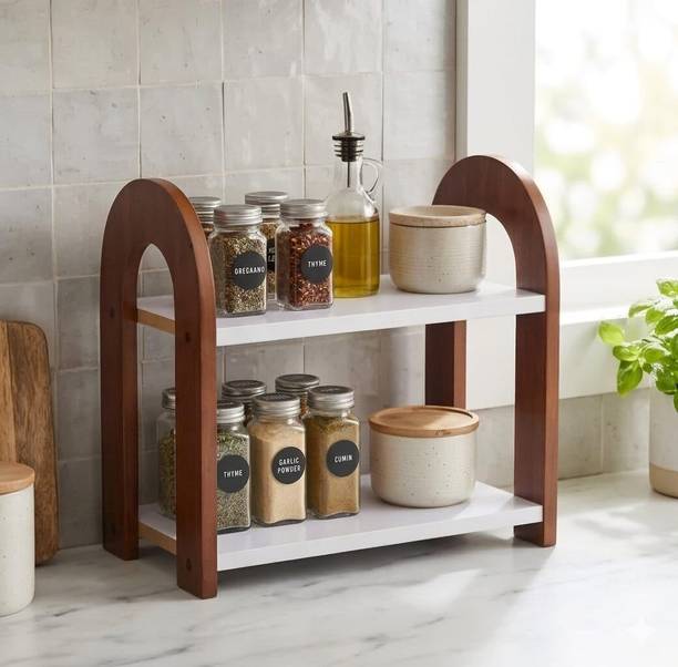 Furniture Cafe Containers Kitchen Rack Wood 2 Tier Kitc...