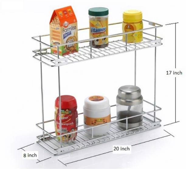 Orbix Cutlery Kitchen Rack Steel Pull Out 2 Shelf Kitchen Rack Kitchen Drawer Kitchen Trolley(Size: 8x20x17 inch