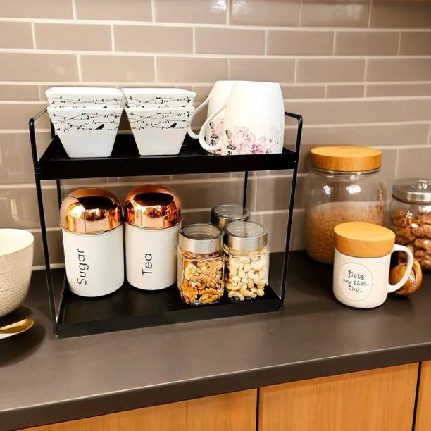 HOMIFY Cutlery Kitchen Rack Steel Multipurpose 2-Tier Metal Rack | Kitchen, Bathroom & Cosmetic Organizer