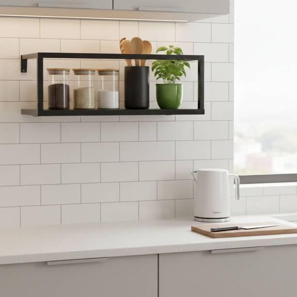 Hs Retail Utensil Kitchen Rack Iron Wall Mounted Metal Kitchen Rack | Space-Saving Storage Shelf for Home & Kitchen