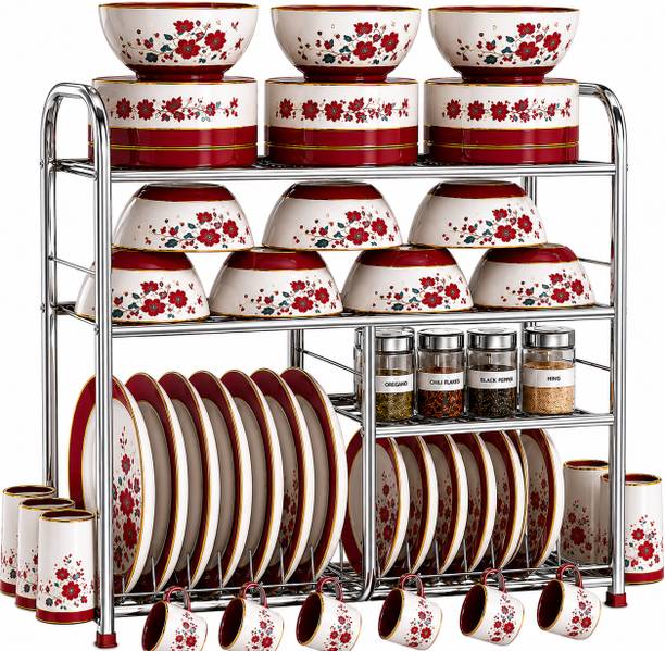 AVAIL Utensil Kitchen Rack Steel 4 Shelves Dish Rack | 24 x 24 Inch | Steel Kitchen Stand | Steel Storage Rack |