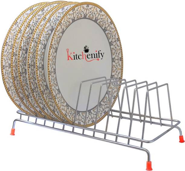 Kitchenify Plate Kitchen Rack Steel Plates Stand Holder Big Size Stainless Steel Stand Modular Kitchen Stand