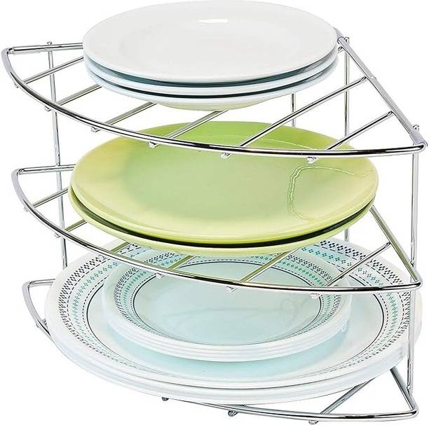 Indian Decor Containers Kitchen Rack Iron 31910 All New 3-Tier Counter and Cabinet Corner Shelf Organizer