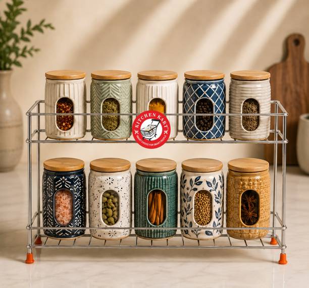 KITCHEN KART Containers Kitchen Rack Steel Multipurpose Kitchen Spice Rack for Seasoning Jars, Sauces and Containers