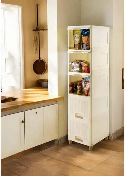 MAXTID Containers Kitchen Rack Plastic 5 Layer Plastic White Cabinet Storage Organizer for Beauty Parlour and Kitchen