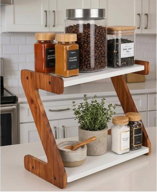 Furniture Cafe Containers Kitchen Rack Wood 2 Tier Kitc...