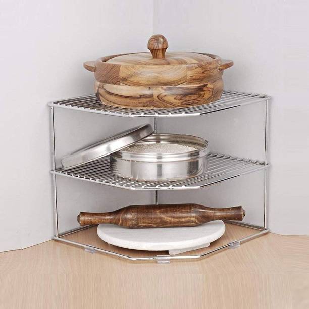 KULDEEP Utensil Kitchen Rack Steel Chakla Belan Corner, Stainless Steel Kitchen Corner,