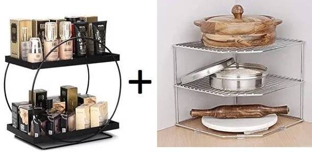 RT HOME KITCHEN Utensil Kitchen Rack Steel, Iron Value adds presents a combo pack of 1 round rack and 1 corner rack