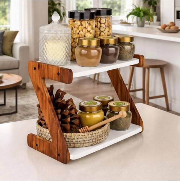 Eventwood Utensil Kitchen Rack Wood Wooden 2 Tier Organ...