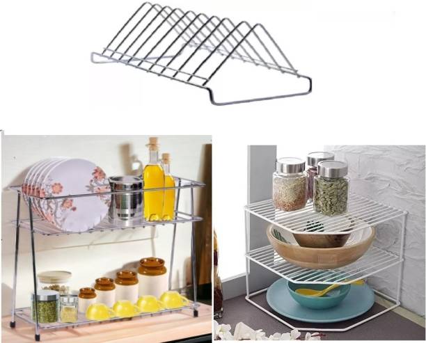 AVROSPN Containers Kitchen Rack Steel Introducing Our "Kitchen Trio Essentials: Corner+Spice+Plate Stand"