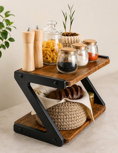 Rustic Utensil Kitchen Rack Wood z rack black brown