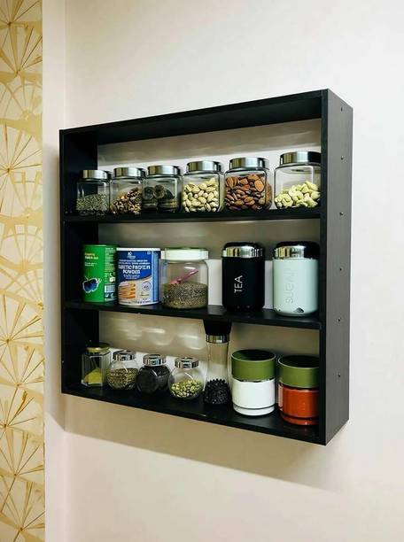Rahat Handicraft Containers Kitchen Rack Wood Wooden Kitchen Rack Shelf for Kitchen Organizer