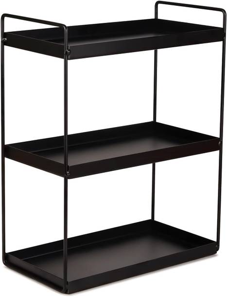 CrystalCraftss Containers Kitchen Rack Iron 3 Tier Metal Storage Rack Multipurpose Kitchen Cosmetic Organizer Black