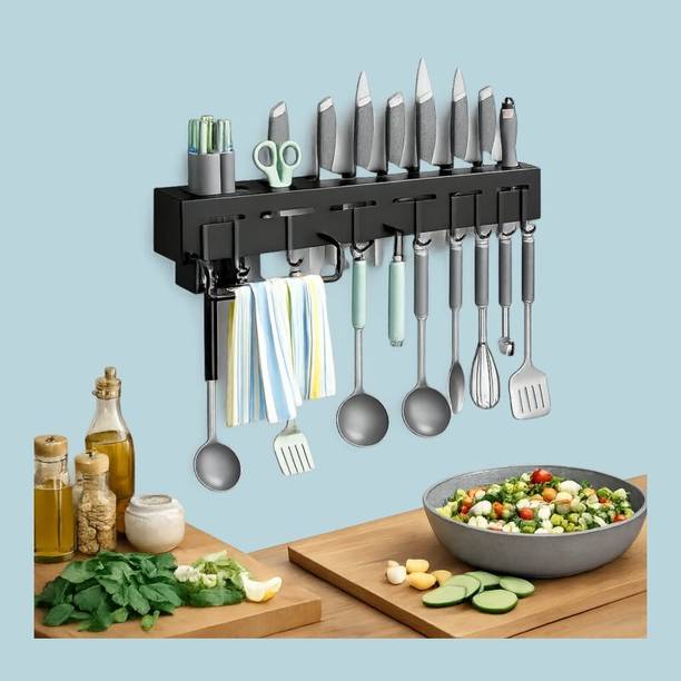 Corique Utensil Kitchen Rack Plastic Cutlery Kitchen Organizer with Towel Stand