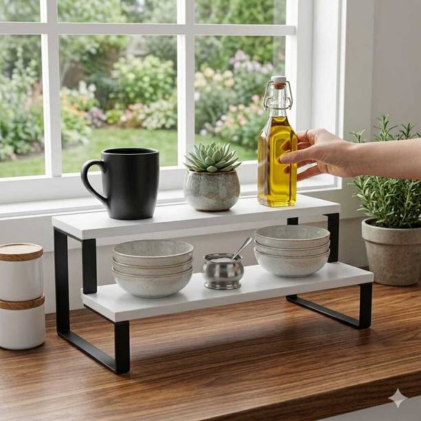 ATRACDECOR Containers Kitchen Rack Wood Modern 2 Tier K...