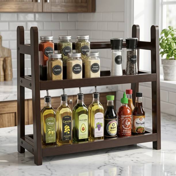 Deligno Mart Containers Kitchen Rack Wood 2 Tier Wooden...