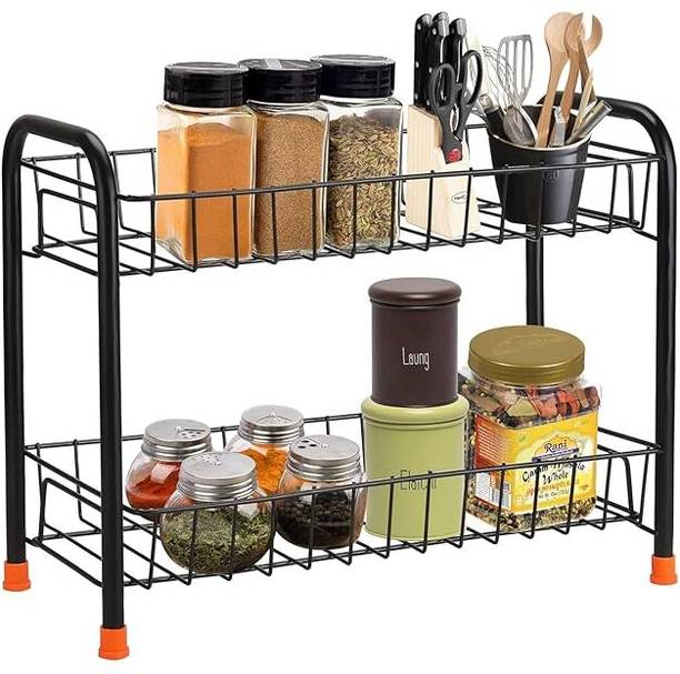Ihaar Utensil Kitchen Rack Steel Kitchen Rack Steel Iron 2-Tier Kitchen
