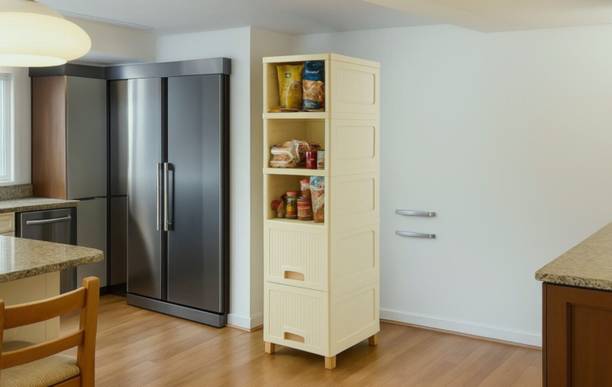 MAXTID Containers Kitchen Rack Plastic 5 Layer White Cabinet Drawer for Home & Hospital, school