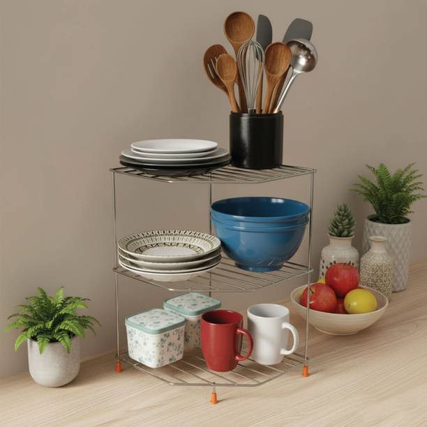 ULTRA URBANWARE Utensil Kitchen Rack Steel Kitchen accesories Corner Shelf Rack Stand r Pot Utensils Shelves Holder
