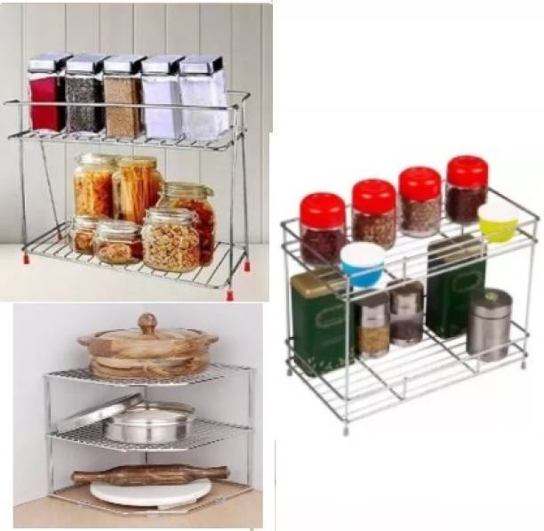 AVROSPN Containers Kitchen Rack Steel Introducing Our "Kitchen Trio Essentials: Corner+Spice+Masala Stand"