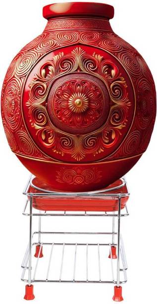 Shriyagic Matka Kitchen Rack Steel Matka Rack Steel Stand Heavy Stainless Steel With Plastic Tray Plant Stand