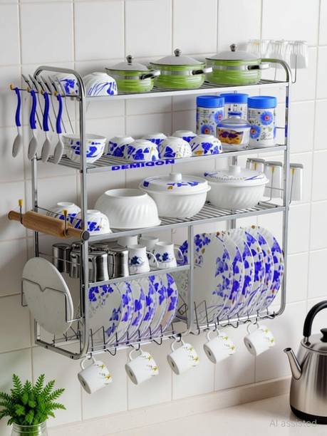 DEMIQON Utensil Kitchen Rack Steel DEMIQON Utensil Kitchen Rack Steel Wall Mount Kitchen Dish Rack (31"x30")