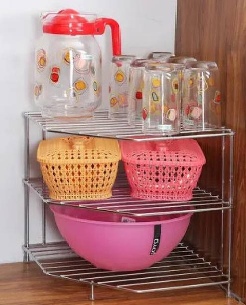 Kombuis Kitchenware Utensil Kitchen Rack Steel Kitchen accesories Corner Shelf Rack Stand Shelves Holder Pot Utensils