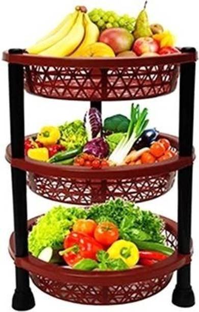 REGOLITH ENTERPRISES Fruits/Vegetables Kitchen Rack Plastic 3 layer fruits and vegetables stand-blue colour-pack of 1 Fruits/Vegetables