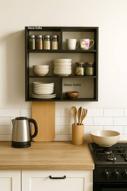 Deco India Containers Kitchen Rack Wood Kitchen Storage Spice Rack Wall Shelf for Modular Kitchen home Furniture