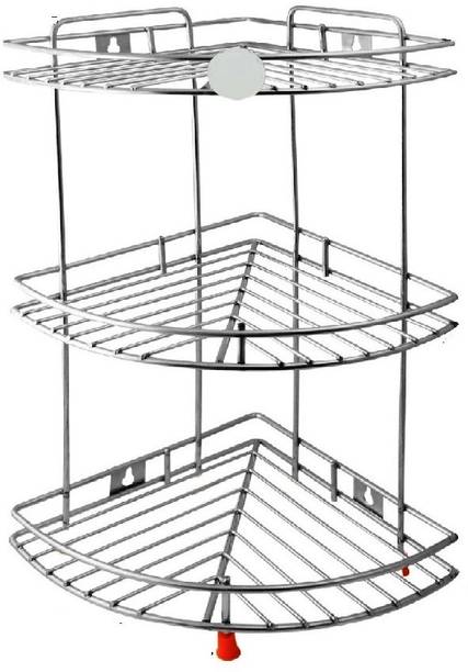 आयरनटेक 3 Tier Multipurpose Storage Organizer, Corner Stand for Kitchen and Bathroom रसोई रैक