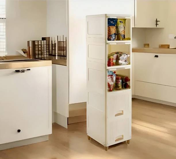 MAXTID Containers Kitchen Rack Plastic 5 Layer White Cabinet Drawer for Home & Hospital, school