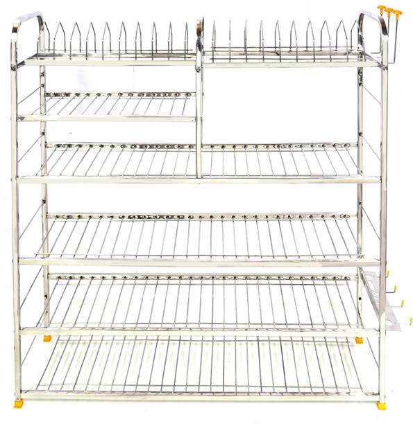 NAVUM ROSHANI Utensil Kitchen Rack Steel Kitchen Dish Rack | Plate Cutlery Stand | Kitchen Utensils Rack | Modern Kitchen Storage Stainless Steel Rack (36 x 36) INCH