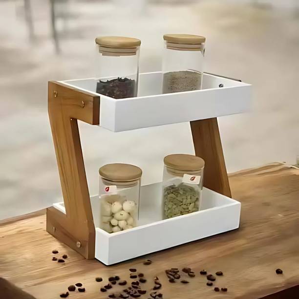 ANZ Containers Kitchen Rack Wood Wooden 2 tier "Z" Shap...