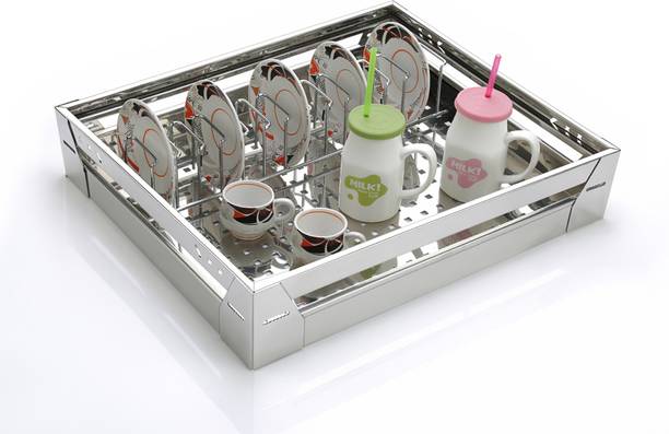 Verito Utensil Kitchen Rack Steel Perforated Cup and Saucer Kitchen Basket 15X20X4 Inch / Modular Kitchen Basket
