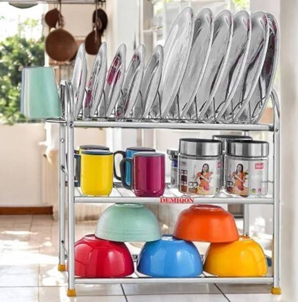 DEMIQON Utensil Kitchen Rack Steel SpaceSaver Dish Drying Rack/Premium 3-Tier Drainer Stand