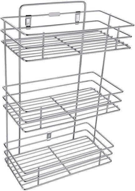 BHOLA STEEL Containers Kitchen Rack Steel 3 Tier Shelves Organizer/Basket Multipurpose Kitchen Storage Holder Stand