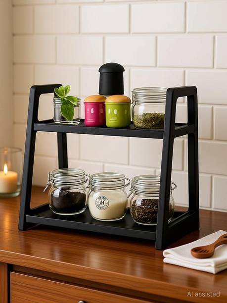Deligno Mart Containers Kitchen Rack Wood 2 Tier Wooden...