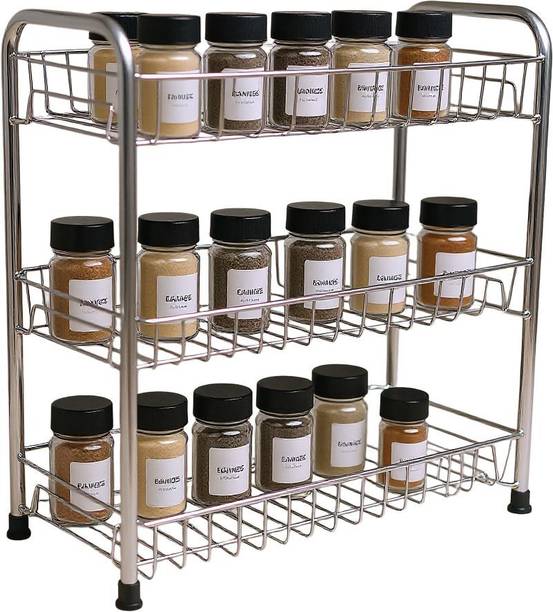 Stainex Containers Kitchen Rack Steel 3-Tier Kitchen Storage Rack/Multipurpose Organizer Shelf for Countertop & Pantry