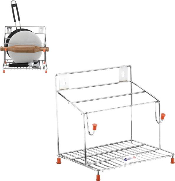 Shelfmart Utensil Kitchen Rack Steel Stainless Steel 3-in-1 Chakla Belan Tawa Stand for Kitchen Storage